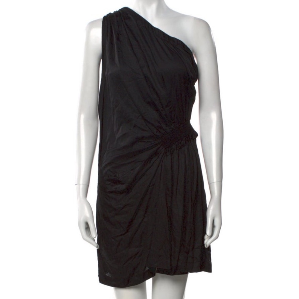 IRO Black Sleeveless Mini Dress with Gathered Side Detail